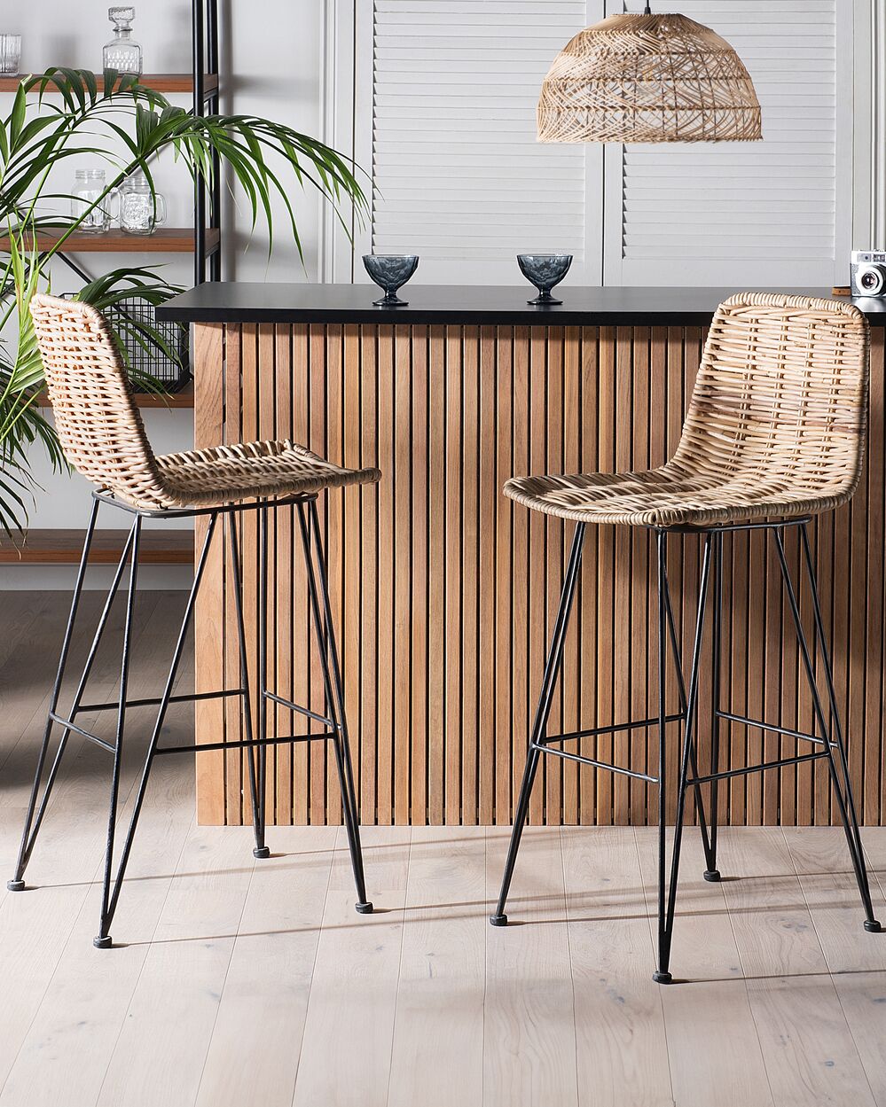 Set van 2 barstoelen CASSITA Rotan Natuurlijk