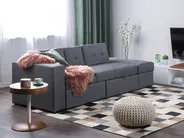 Schlafsofa 3-Sitzer FALSTER mit Stauraum Stoff Dunkelgrau_751411