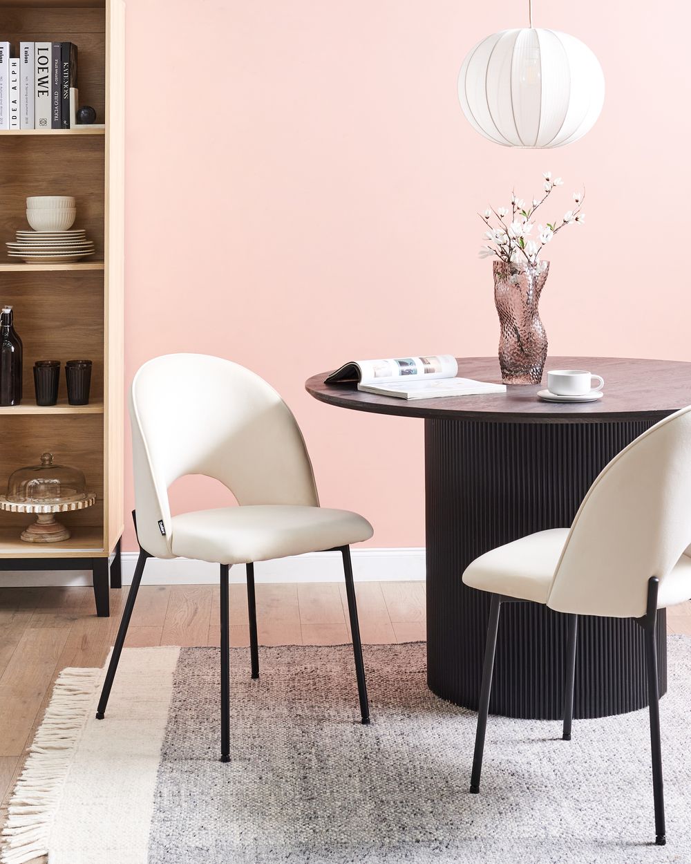 Set of 2 Dining Chairs COVELO Velvet Light Beige