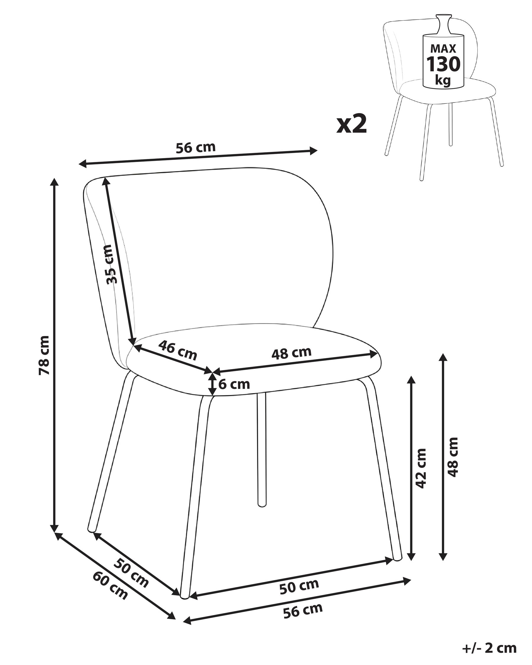 Set of 2 Dining Chairs CALERA Fabric Off-White_1055192
