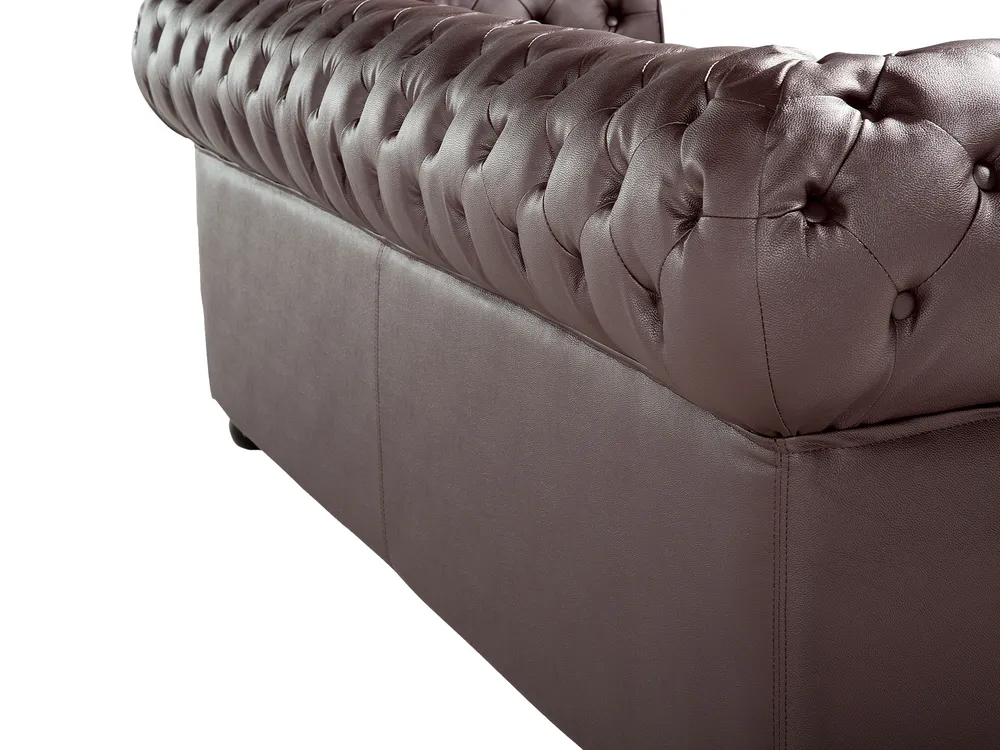 Living Room Set 4 Seater CHESTERFIELD Leather Brown_769458