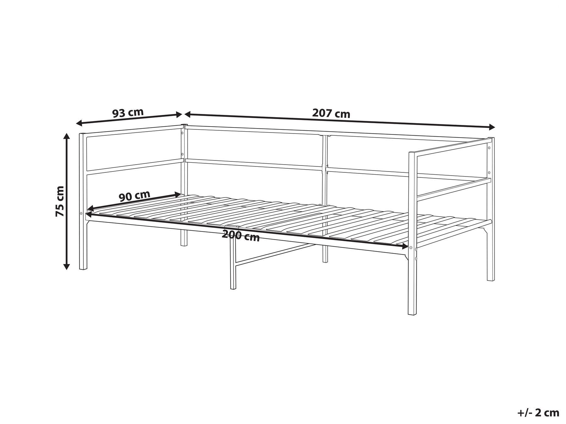 Bett mit Lattenrost Metall BATTUT 90 x 200 cm Schwarz_894126