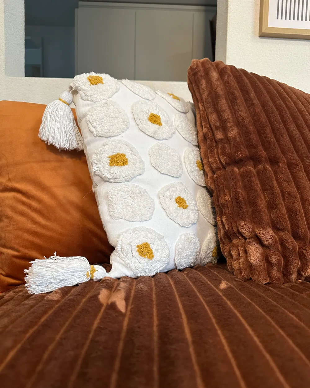 Dekokissen 2er Set AZALIA 45 x 45 cm Baumwolle Weiß Blumenmuster_1047201