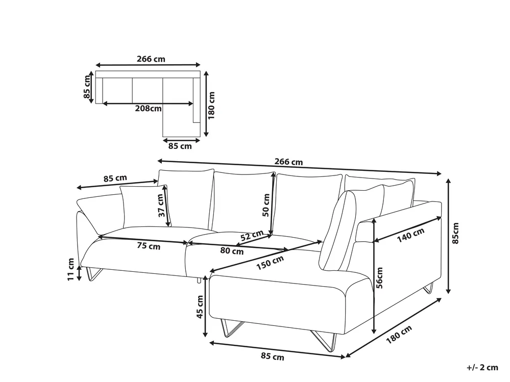 Ecksofa 4-Sitzer LUNNER Cord Grau linksseitig_784999