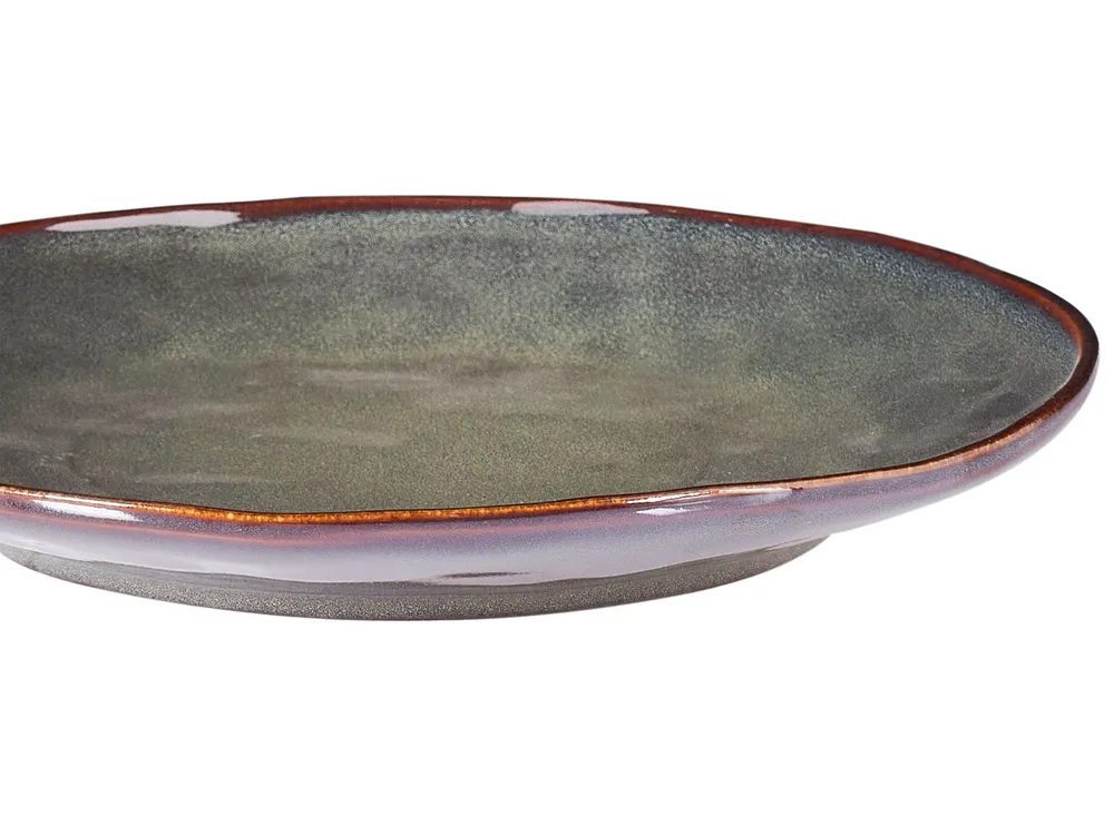 Set of 8 Dinner Plates THYME Stoneware Dark Green_986557