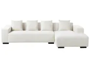 Ecksofa 4-Sitzer LUNGO mit Ottomane Bouclé Weiß linksseitig_962379