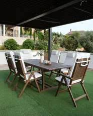 Garden Dining Set 6 Seater AMANTEA PREMIUM Acacia Wood Off-White_1151735