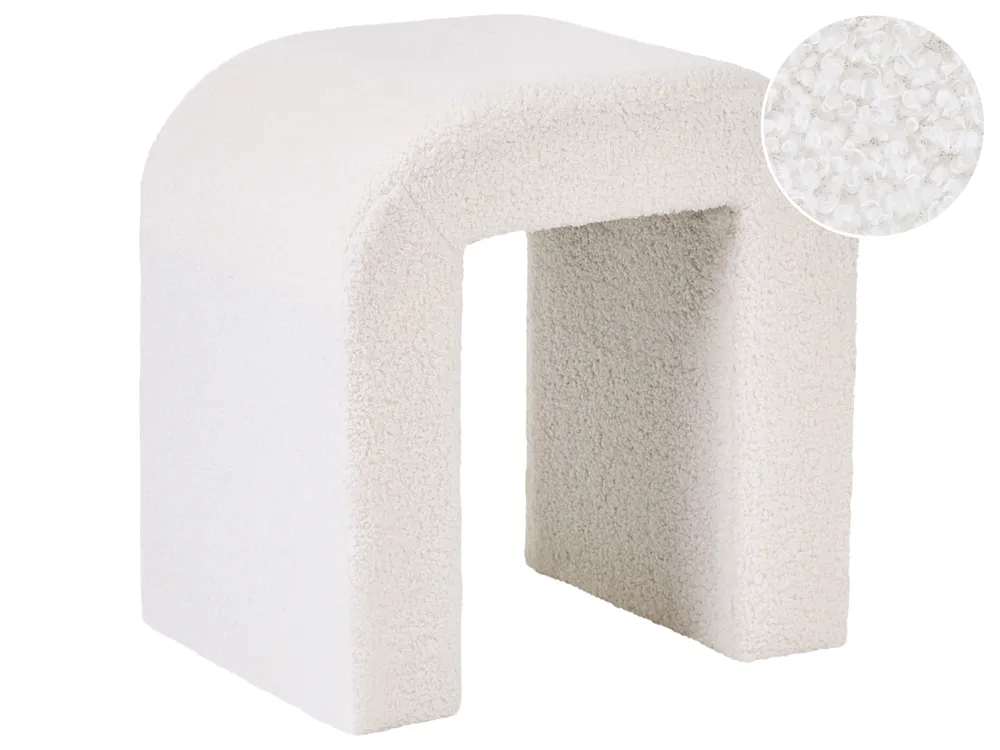 Pouf ESTES Bouclé Cremeweiß