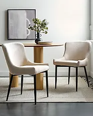 Esszimmerstuhl 2er Set EVERLY Stoff Hellbeige_1183731