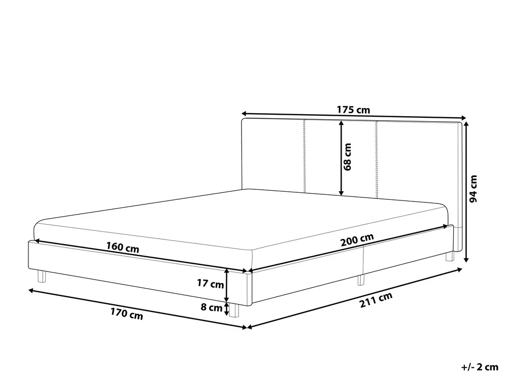 Bett mit Lattenrost Stoff ALBI 160 x 200 cm Grau_726422