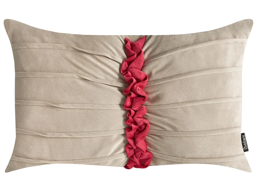 Dekokissen 2er Set BELLE 50 x 30 cm Samtstoff Taupe Weihnachtsmotiv_1033039