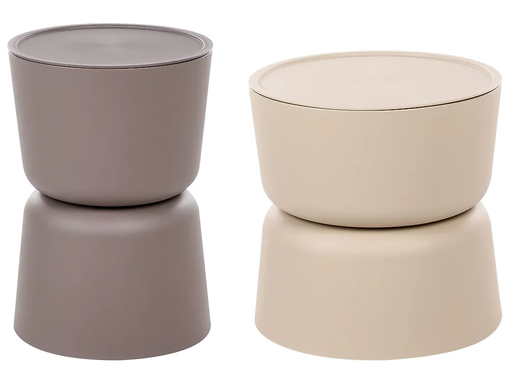 Set van 2 bijzettafels ATACAMA 32/40 cm 32/40 cm Bruin Beige