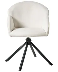 Set of 2 Dining Chairs Swivel MAYBEE Fabric Off-White_993035